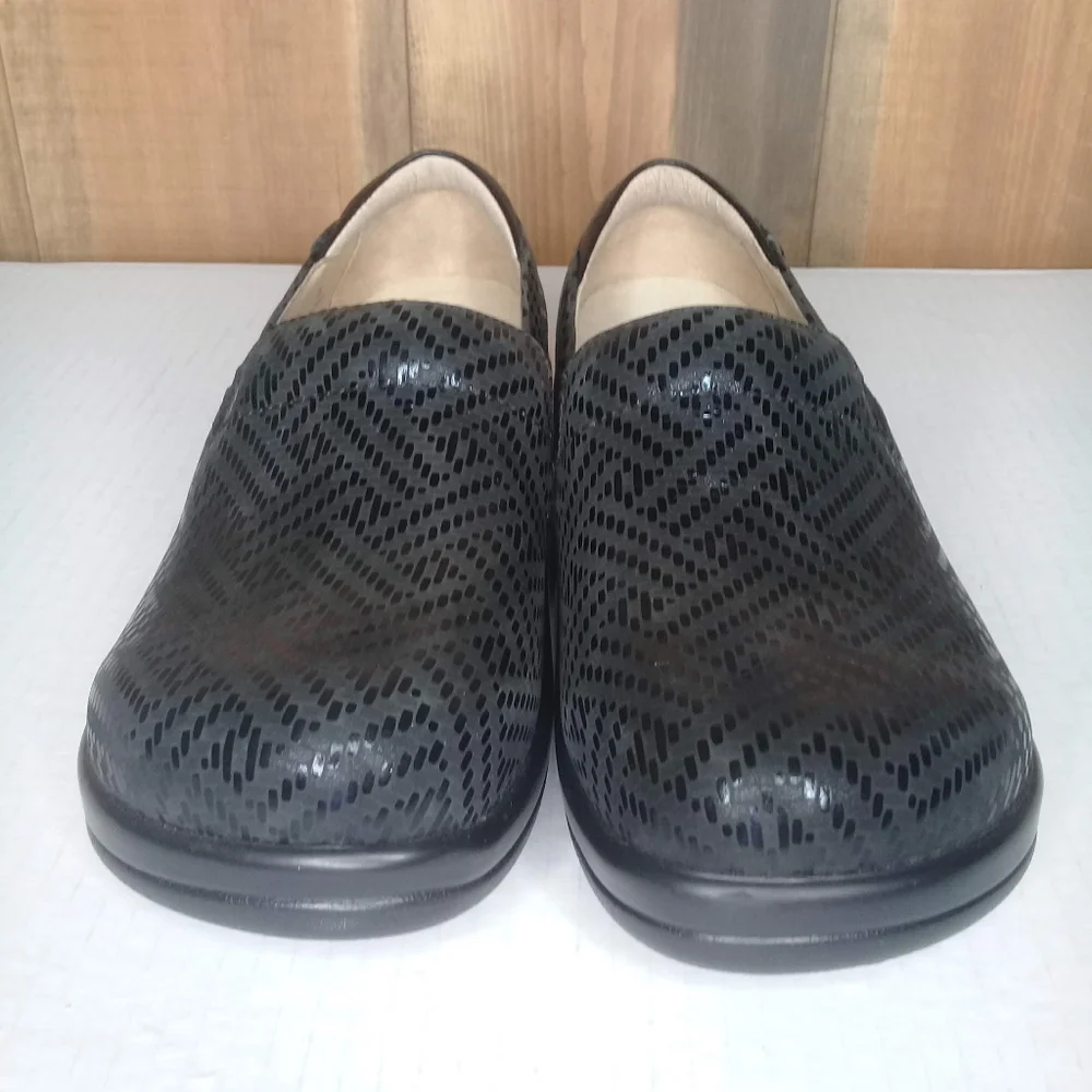 Alegria Keli Pro Black Dazzler Geo Design Nursing Clog Slip On Sz 6.5 - Picture 6 of 10